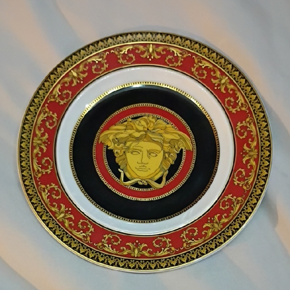Versace by Rosenthal Red Black and Gold Medusa Plate